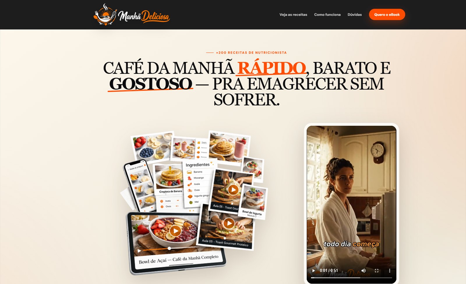 Landing page de vendas Manhã Deliciosa desenvolvida pela JPC LAB