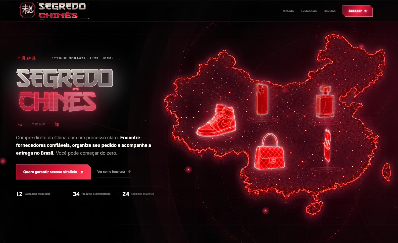 Landing page de vendas Segredo Chinês desenvolvida pela JPC LAB